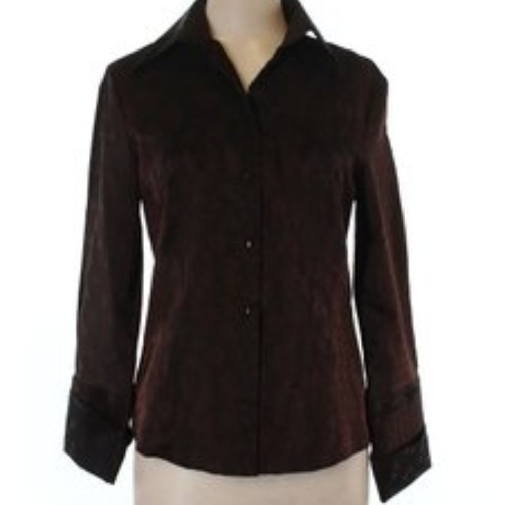 Naracamicie brown sateen French Cuff Button Down Tapestry Shirt/Blouse/Top 10